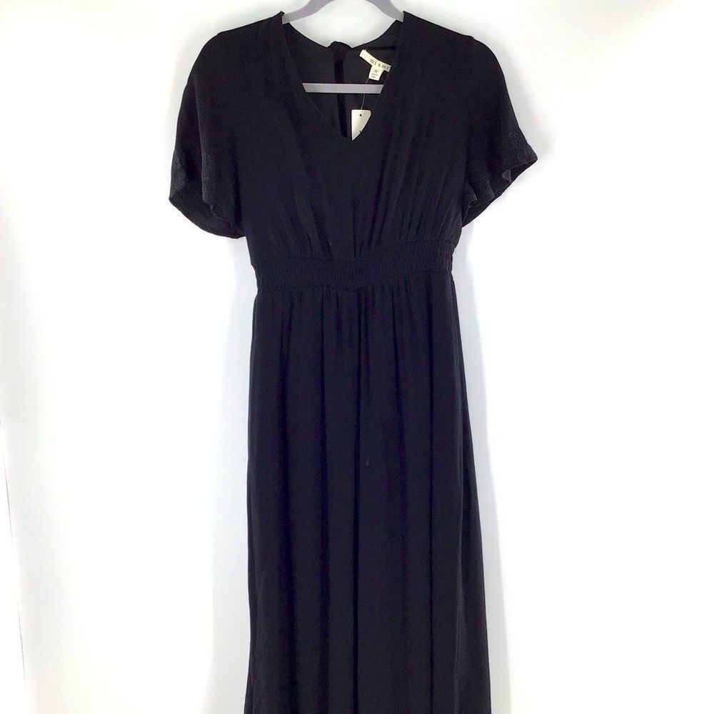 Miami Black Jumpsuit Embroidered Sleeve NWT Medium